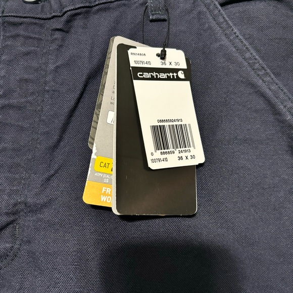 NWT Carhartt Navy Blue Flame Resistant Work Pants size 36x30 Original Fit - Picture 10 of 11